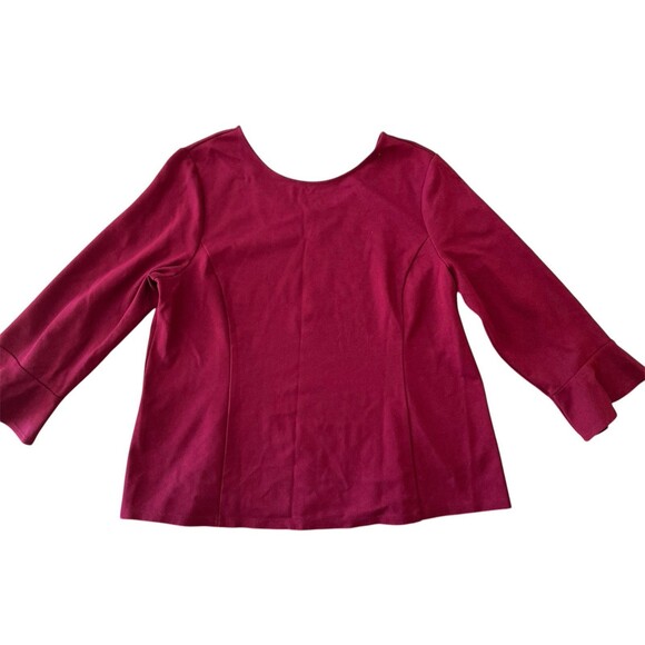 Talbots Knit Blouse Size XL Crimson Ruby Red Burgundy Flared Long Sleeve Top - Picture 1 of 8